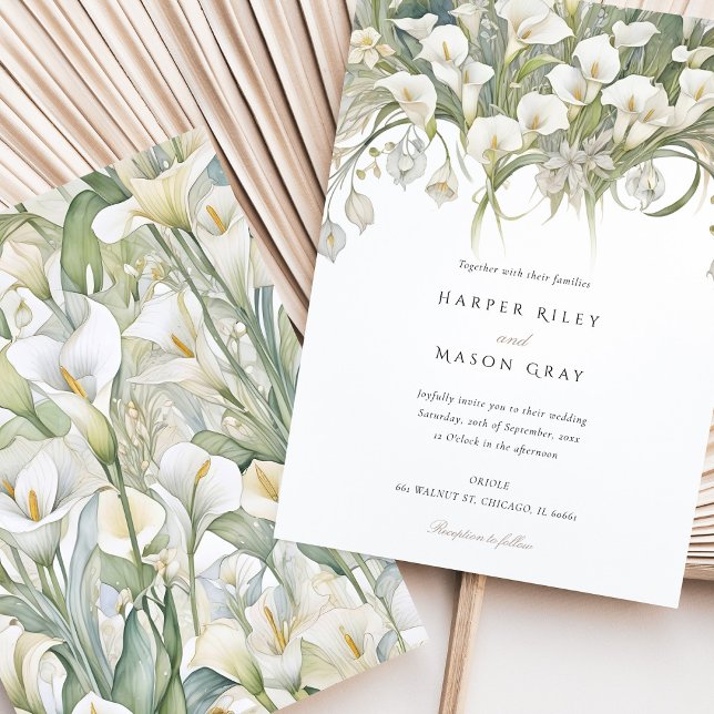 Invitación Elegante Calla Lily Boda Delicate Pastel Florals (Subido por el creador)