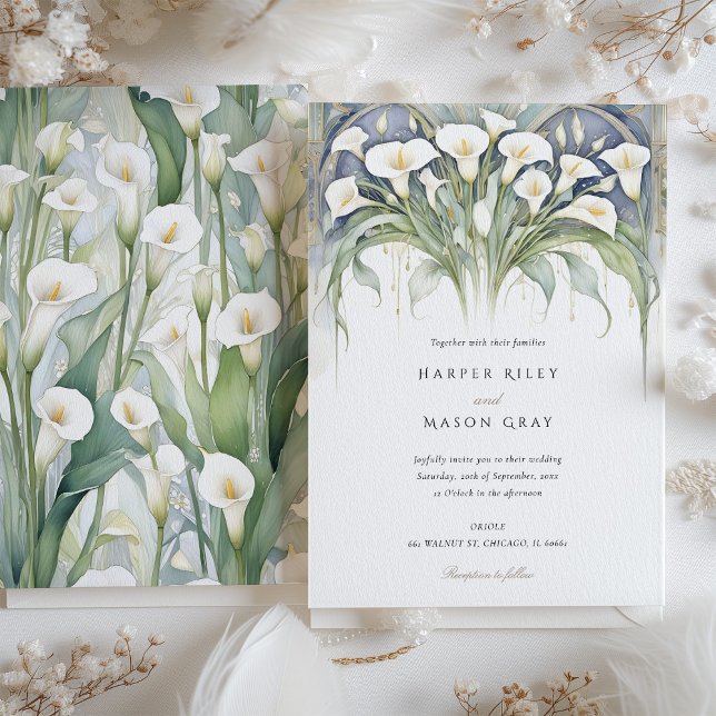 Invitación Elegante Calla Lily Boda Delicate Pastel Florals (Subido por el creador)