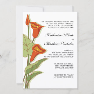 Invitación Elegante Calla Lily en Boda Naranja