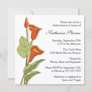 Invitación Elegante Calla Lily en Naranja Bridal Shower