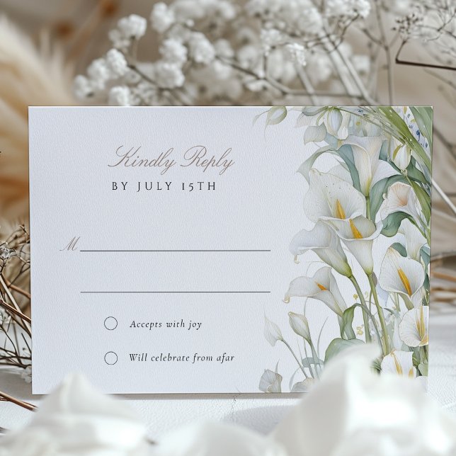 Invitación Elegante Calla Lily Wedding RSVP Card Pastel (Subido por el creador)