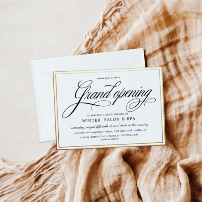 Invitación Elegante Calligraphy Gold Grand Opening (Subido por el creador)
