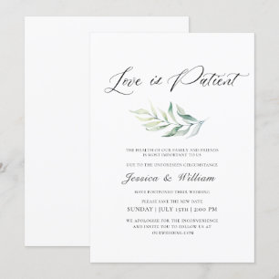 Invitación Elegante Cambiar la Fecha El Amor es Paciente Acua