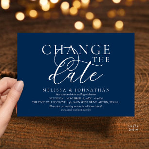 Invitación Elegante cambio de fecha de boda tipográfica