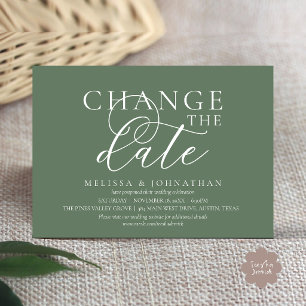 Invitación Elegante cambio de fecha de boda tipográfica chic