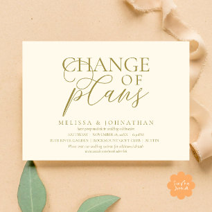 Invitación Elegante cambio de planes de boda pospuestos