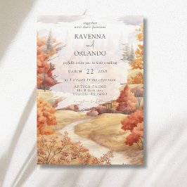 Invitación Elegante Camino de Bosque de Otoño Hojas Caída Bod