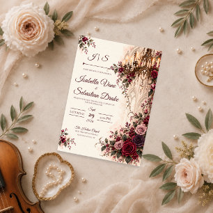 Invitación Elegante candelabro de boda gótico