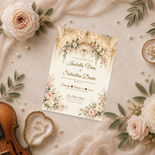 Invitación Elegante candelabro floral de boda