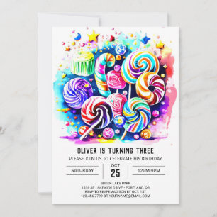 Invitación Elegante Candyland Cumpleaños Imprimible