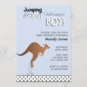 Invitación Elegante canguro saltando para la ducha de bebé Jo