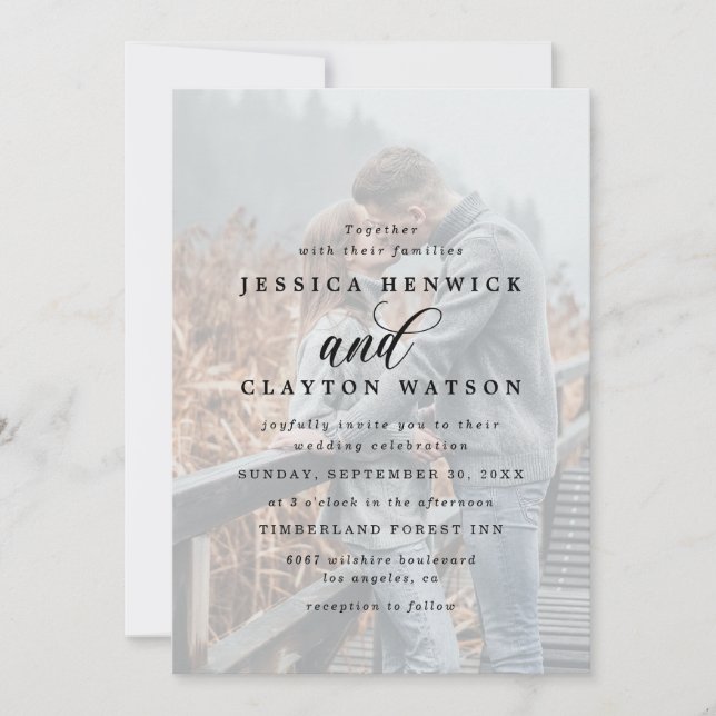 Invitación Elegante caprichoso 4 foto Boda de Vellum Overlay (Anverso)