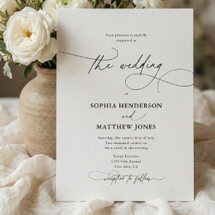 Invitación Elegante caprichoso código QR boda marfil blanco 