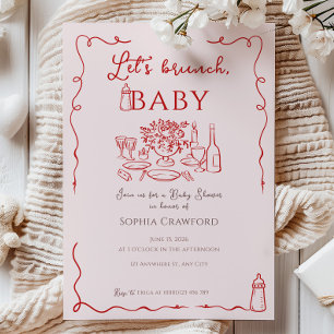 Invitación Elegante Caprichoso Garabato Vamos a Brunch Baby S