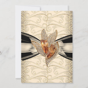 Invitación Elegante Caramel Cream Black Gold Amber 2