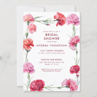 Elegante Carnation Rojo Floral Bridal Shower