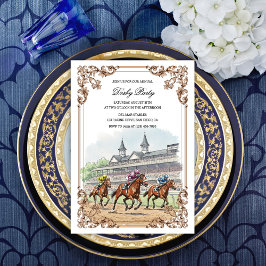 Invitación Elegante Carreras de caballos de época Derby Fiest