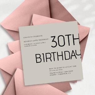 Invitación Elegante carril blanco y negro de 30 años