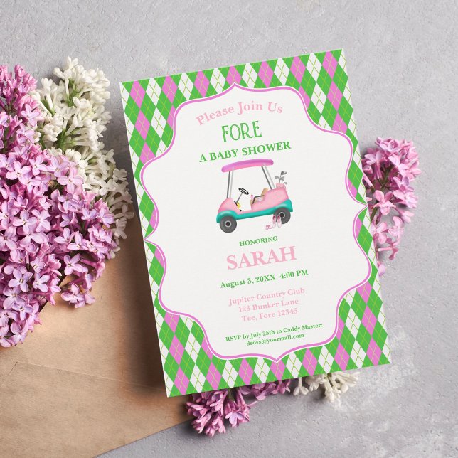 Invitación Elegante carrito de golf listo para Baby Shower (Subido por el creador)