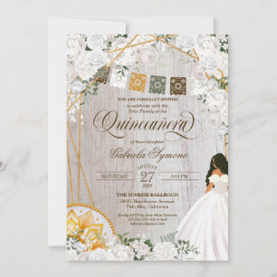 Invitación Elegante Carro Occidental Floral Blanco Quinceaner