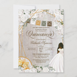 Invitación Elegante Carro Occidental Floral Blanco Quinceaner