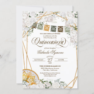 Invitación Elegante Carro Occidental Floral Blanco Quinceaner