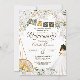 Invitación Elegante Carro Occidental Floral Blanco Quinceaner