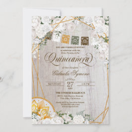 Invitación Elegante Carro Occidental Floral Blanco Quinceaner