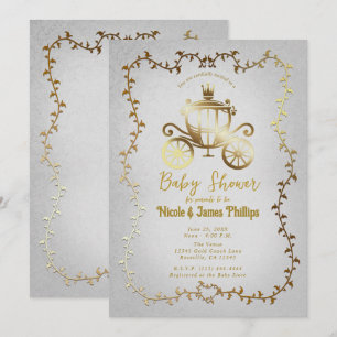 Invitación Elegante Carruaje de Oro Cumpleaños de Cuento de H