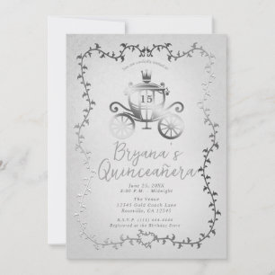 Invitación Elegante Carruaje de Plata Historia de Quinceañera