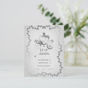 Invitación Elegante Carruaje de Plata Historieta de Boda RSVP