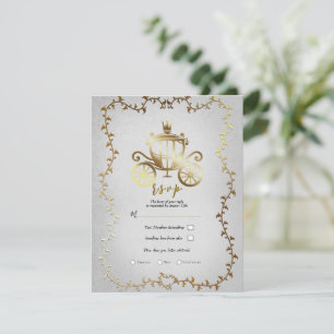 Invitación Elegante Carruaje Dorado Libro de Historias Boda R