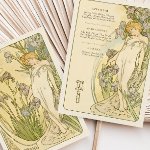 Invitación Elegante carta Art Nouveau Iris Floral Goddess