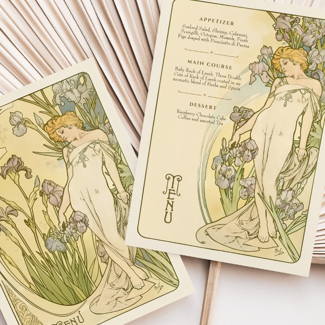 Invitación Elegante carta Art Nouveau Iris Floral Goddess (Subido por el creador)