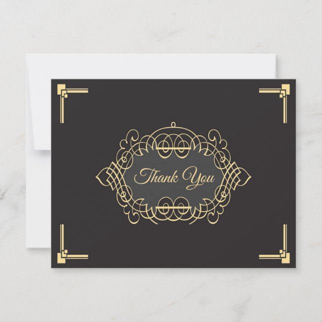 Invitación Elegante carta de agradecimiento Art Déco (Anverso)