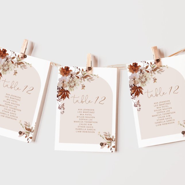 Invitación Elegante carta de asiento de mesa de caída rústica (Subido por el creador)