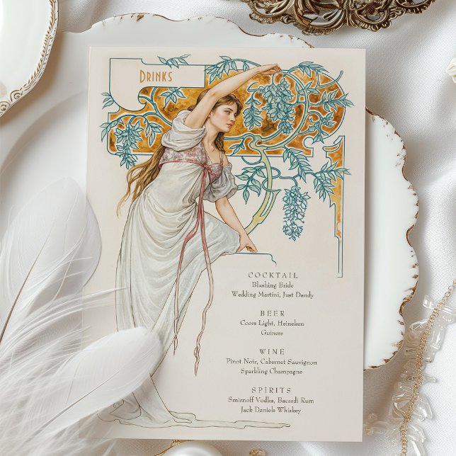 Invitación Elegante carta de bebidas de Boda Art Nouveau (Subido por el creador)