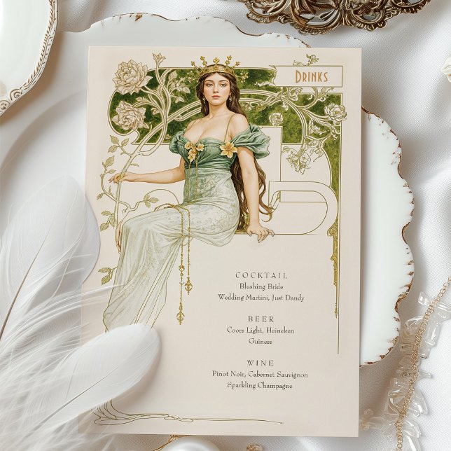 Invitación Elegante carta de bebidas de Boda Art Nouveau (Subido por el creador)