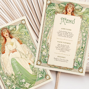 Invitación Elegante carta de Boda Art Nouveau con diosa