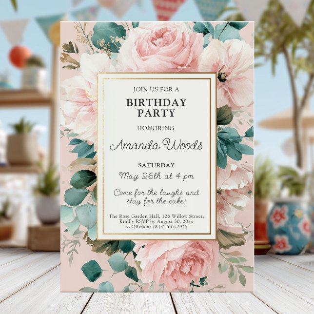 Invitación Elegante carta de cumpleaños floral (Subido por el creador)
