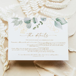 Invitación Elegante carta de detalles de vegetación y Boda de