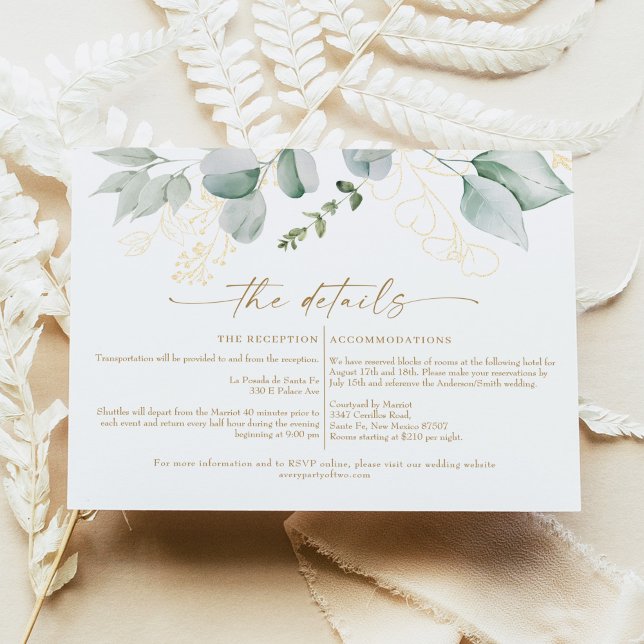 Invitación Elegante carta de detalles de vegetación y Boda de (Subido por el creador)