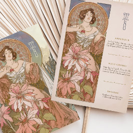Invitación Elegante carta de menú Art Nouveau carta diosa flo