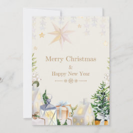 Invitación Elegante carta de Navidades con estrellas y regalo