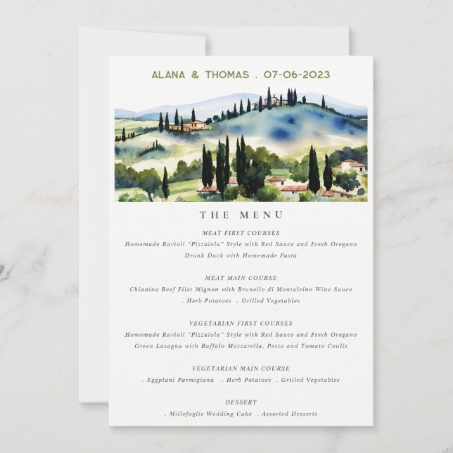 Invitación Elegante carta toscana italiana Boda paisajista  (Anverso)