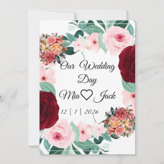 Invitación Elegante cartel de bienvenida de boda floral de Bo