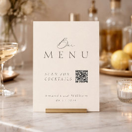 Invitación Elegante cartel de menú de bar de boda con código 