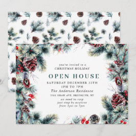 Invitación Elegante casa abierta de NAVIDADES de Holly Berry