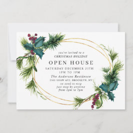 Invitación Elegante casa abierta de NAVIDADES de Holly Berry