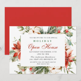 Invitación Elegante Casa Abierta de Navidades de Poinsettia